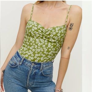Reformation Green Floral (Fennel) Thiago Tank Top Sz. 6